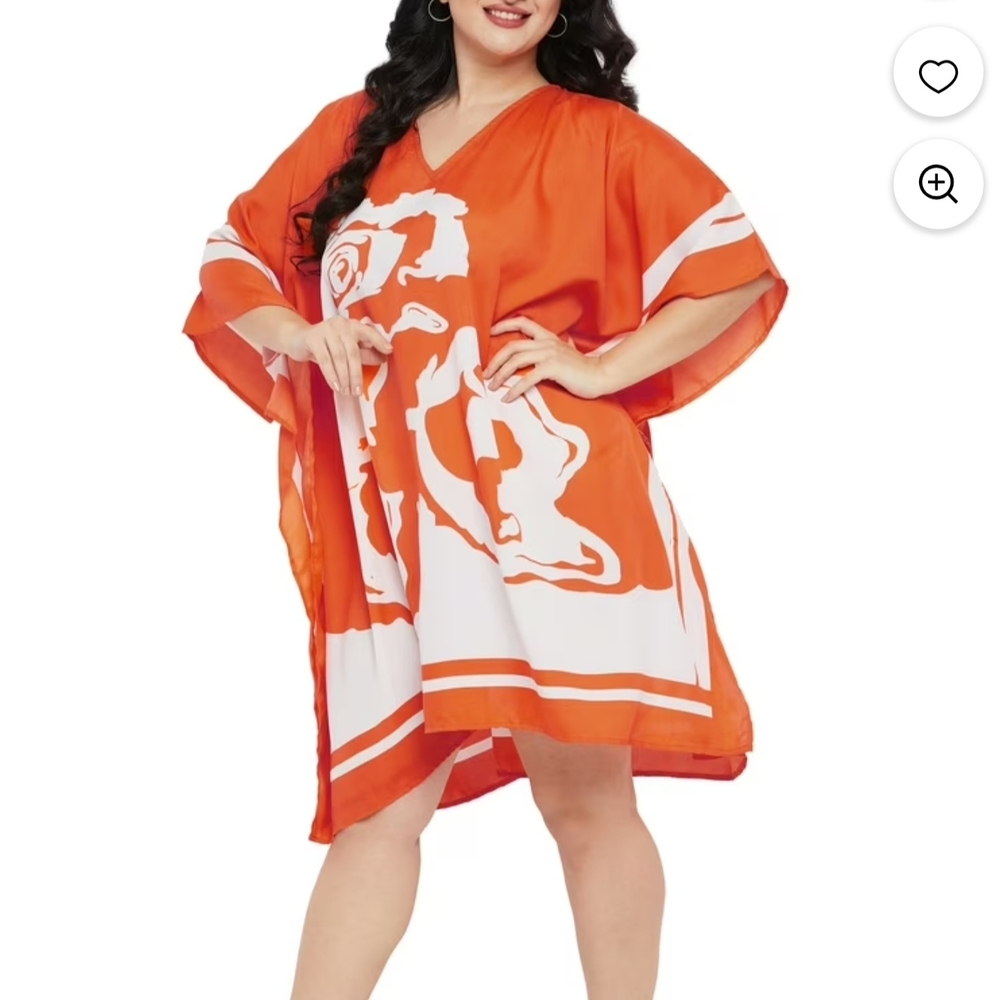 Gypsieblu Floral Orange and White Women's Tunic